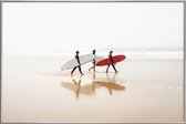 JUNIQE - Poster met kunststof lijst Surf Triple 1 -13x18 /Ivoor