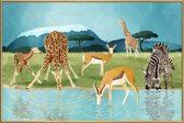 JUNIQE - Poster met kunststof lijst Savanna -13x18 /Bruin & Groen
