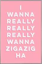 JUNIQE - Poster met kunststof lijst Zigazig -30x45 /Roze & Wit