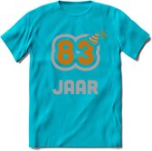 83 Jaar Feest T-Shirt | Goud - Zilver | Grappig Verjaardag Cadeau Shirt | Dames - Heren - Unisex | Tshirt Kleding Kado | - Blauw - M