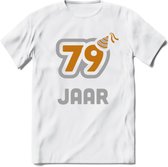 79 Jaar Feest T-Shirt | Goud - Zilver | Grappig Verjaardag Cadeau Shirt | Dames - Heren - Unisex | Tshirt Kleding Kado | - Wit - 3XL