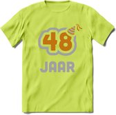 48 Jaar Feest T-Shirt | Goud - Zilver | Grappig Verjaardag Cadeau Shirt | Dames - Heren - Unisex | Tshirt Kleding Kado | - Groen - M