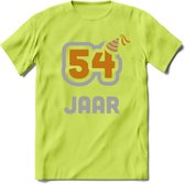 54 Jaar Feest T-Shirt | Goud - Zilver | Grappig Verjaardag Cadeau Shirt | Dames - Heren - Unisex | Tshirt Kleding Kado | - Groen - S