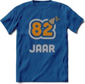82 Jaar Feest T-Shirt | Goud - Zilver | Grappig Verjaardag Cadeau Shirt | Dames - Heren - Unisex | Tshirt Kleding Kado | - Donker Blauw - L
