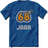 68 Jaar Feest T-Shirt | Goud - Zilver | Grappig Verjaardag Cadeau Shirt | Dames - Heren - Unisex | Tshirt Kleding Kado | - Donker Blauw - L