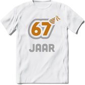 67 Jaar Feest T-Shirt | Goud - Zilver | Grappig Verjaardag Cadeau Shirt | Dames - Heren - Unisex | Tshirt Kleding Kado | - Wit - XL