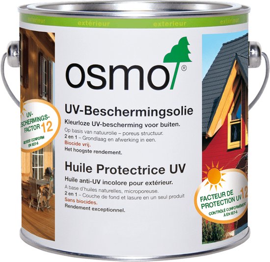 Osmo UV-Beschermingsolie 425 Eiken 0,75 Liter | Houtolie Voor Buiten | Hout Beits | Beschermt Tegen Vergrijzing | beschermende filmlaag tegen UV-stralen