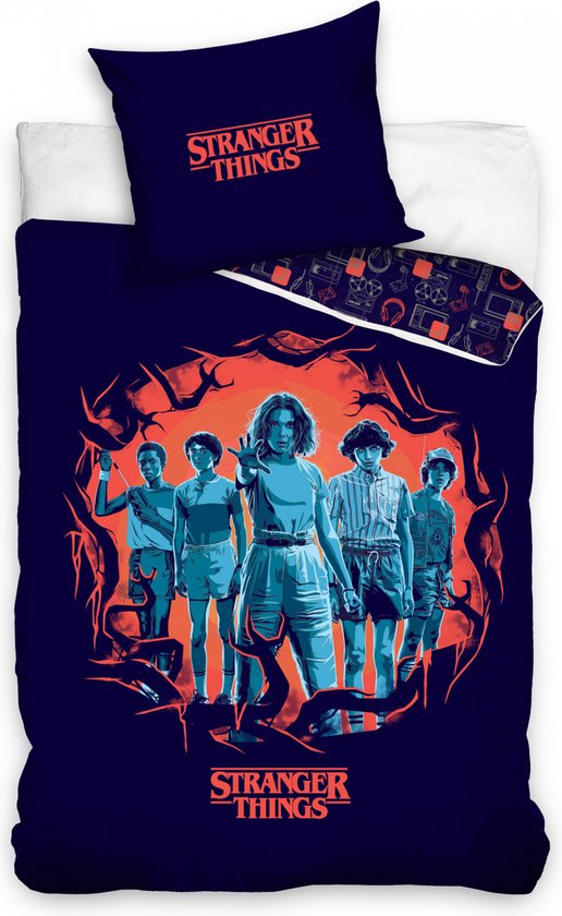 Stranger Things Dekbedovertrek Junior 140 X 200/70 Cm Katoen Blauw