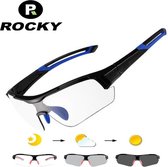 Rocky - Fietsbrillen - Racefiets - Professionele Photochromic Sportbril Blauw + GRATIS Optische Clip - Maat: One Size
