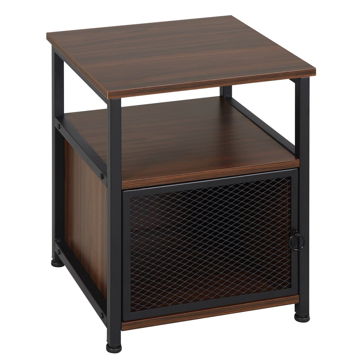 HOMN LIVING Nachtkastje Alma 1 deur, houtkleuren, metalen poten, 40 cm ( breedte) 40 cm (diepte), 55 cm (hoogte