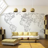 Fotobehang - Map of the World - white solids.