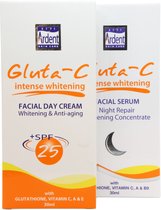 Gluta-C Skin Lightening Facial Serum Night Repair samen met de Gluta-C dagcrème 30ml