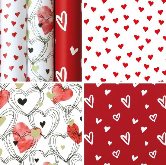 Love Valentijn - luxe cadeaupapier inpakpapier - 200 x 70 cm - 5 rollen |  bol