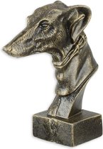 Metalen beeld - hondenhoofd  - rustiek ijzer - 22 cm hoog