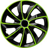 NRM -  Stig Extra Wieldoppen 16" - Groen & Zwart- set van 4 stuks - ABS / Duurzaam / Resistant