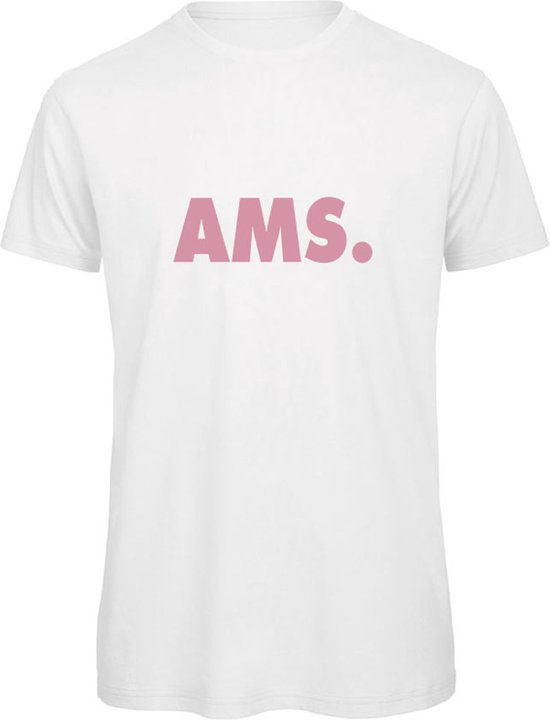T-shirt wit XL - AMS - roze - soBAD. | Amsterdam | Unisex | T-shirt heren | T-shirt Dames
