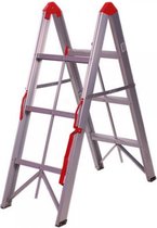 Vouwladder - Keukentrap - Trapladder met 3 treden - Huishoudtrap 3 treden - Huishoudartikelen - Metaaltrap - Multifunctionele trap