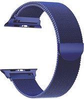Geschikt voor Apple Watch Bandje Blauw Series 1/2/3/4/5/6/SE/7 42/44/45 mm - iWatch Milanees Polsband Luxe Milanese Loop - Roestvrij staal - Magneet Sluiting