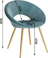 Polaza®️ Eetkamerstoel - Moderne Eetkamer Stoel - Fluwelen Stoel - Eetkamerstoelen - Stoel - Woonkamer Stoel - Turquoise