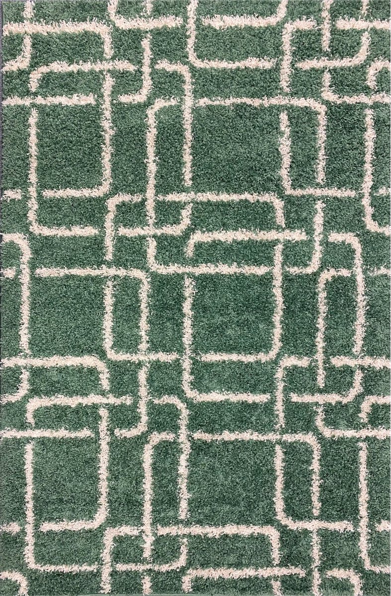 Aledin Carpets Caracas - Hoogpolig - Vloerkleed 160x230 cm - Shaggy - Wit Groen