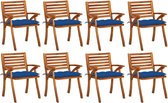 Decoways - Tuinstoelen 8 st met kussens massief acaciahout