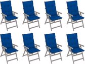 Decoways - Tuinstoelen 8 st verstelbaar met kussens acaciahout grijs