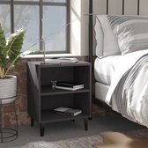 Decoways - Nachtkastjes 2 stuks met metalen poten 40x30x50 cm grijs