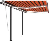 Decoways - Luifel automatisch met LED en windsensor 3,5x2,5 m oranje bruin