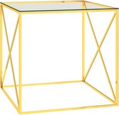 Decoways - Salontafel 55x55x55 cm roestvrij staal en glas goudkleurig