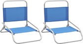 Decoways - Strandstoelen 2 stuks inklapbaar stof blauw