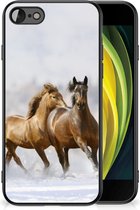 TPU Back Cover Geschikt voor iPhone 7/8/SE 2020/2022 Smartphone Hoesje met Zwarte rand Paarden