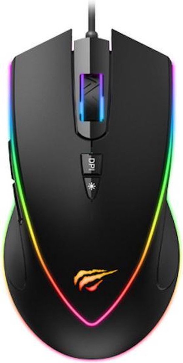 HAVIT Gaming Muis – Ergonomisch – Optische Muis - Gaming Mouse – RGB Verlichting – 6400 DPI - Bedraad RGB LIT - MS1017