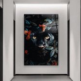 Wallyard - Black Panther - Wall art - schilderij - 60x90 cm - premium glass - incl. muur bevestiging
