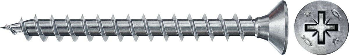 Fischer 670030 spaanplaatschroef Power-Fast II 3,0 x 20 PZ1 - verzonken kop - voldraad - blauw verzinkt (200st)