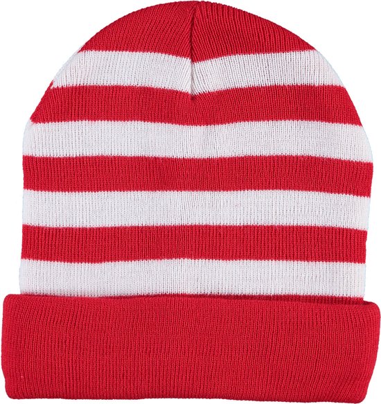 Apollo - Feest beanie rood-wit - One size - Muts heren - Muts dames - Muts carnaval - Warme muts - Carnavalsmuts Roosendaal - Beanie heren - Beanie muts heren - Muts PSV