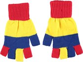 Apollo - Vingerloze handschoenen - Handschoenen carnaval - handschoenen carnaval rood/geel/blauw - one size - Vingerloze handschoenen uniseks - fingerless gloves