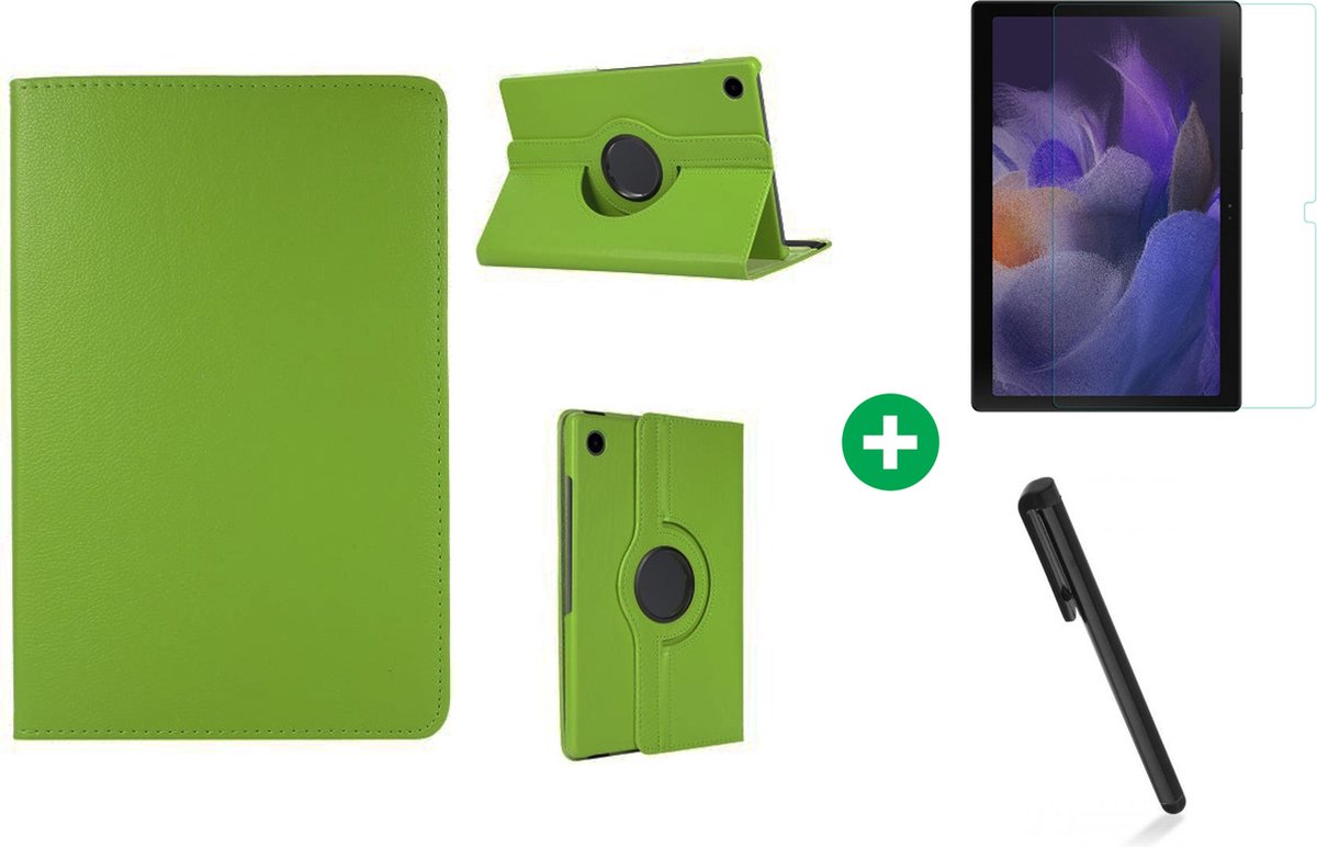 Arara Hoes Geschikt voor Samsung Galaxy Tab A8 hoes - (2021/2022) Tablethoes draaibaar - 10.5 inch + Screenprotector - met stylus pen - Groen