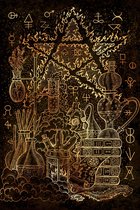 Celtic Tree - Canvas schilderij - Gravure Pentagram - 40x60cm - Wanddeco - Premium Canvas - Pentagram - Symboliek - Bruin - Beige - Wicca - Hekserij - Pagan - Heidens