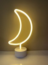 LED maan met neonlicht - geel neon licht - hoogte 29.5 x 16.5 x 8.5 cm - Tafellamp - Nachtlamp - Decoratieve verlichting - Woonaccessoires