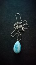 Larimar Druppel hanger AAA++ kwaliteit plus ketting, gewicht: 12,4  gram, doorsnede: 21,8 mm - 100% larimar!