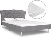 Decoways - Bed met matras stof lichtgrijs 120x200 cm