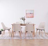 Decoways - Eetkamerstoelen 6 stuks stof crème