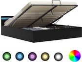 Decoways - Bedframe met opslag hydraulisch LED kunstleer zwart 180x200 cm
