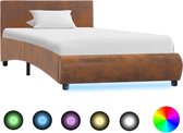 Decoways - Bedframe met LED stof bruin 100x200 cm