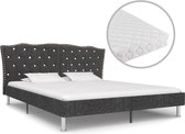 Decoways - Bed met matras stof donkergrijs 160x200 cm