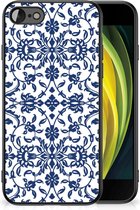 Trendy Telefoonhoesjes Geschikt voor iPhone 7/8/SE 2020/2022 GSM Hoesje met Zwarte rand Flower Blue