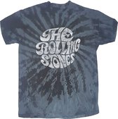 The Rolling Stones Heren Tshirt -L- 70's Logo Zwart/Grijs