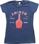 Eminem Dames Tshirt -XL- Detroit Finger Blauw