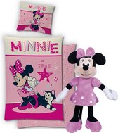 Disney Minnie Mouse Dekbedovertrek - Eenpersoons - 140 x 200 cm - Flanel , incl. pluche pop Minnie Mouse 20 cm.