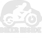 Biker inside sticker voor op de auto - Auto stickers - Auto accessoires - Stickers volwassenen - 15 x 12 cm - Wit - 103